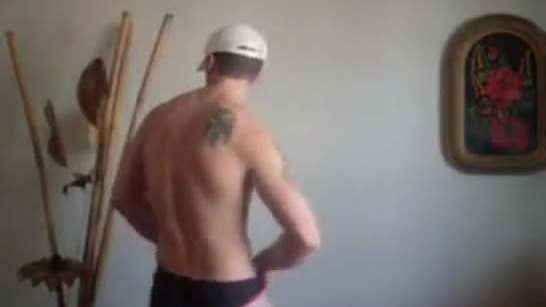 Stud jock strips dances and shows off his boner